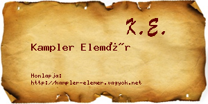 Kampler Elemér névjegykártya